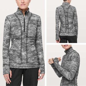 Lululemon Cypress Kiss 1/2 Zip Rulu In Rush Jacquard Black White Size 6